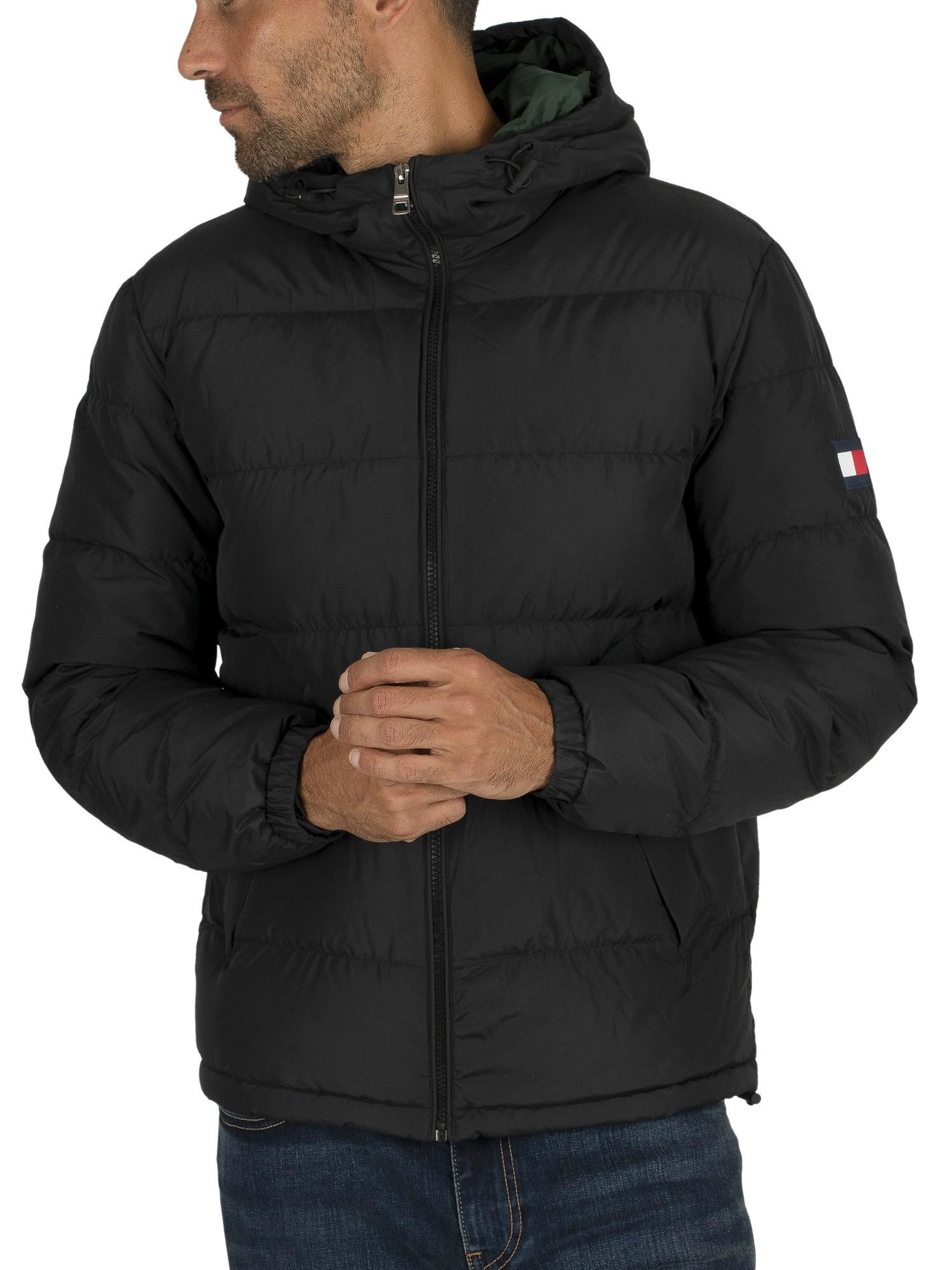Tommy Hilfiger Synthetic Hooded Redown Bomber Jacket in Black for Men - Lyst