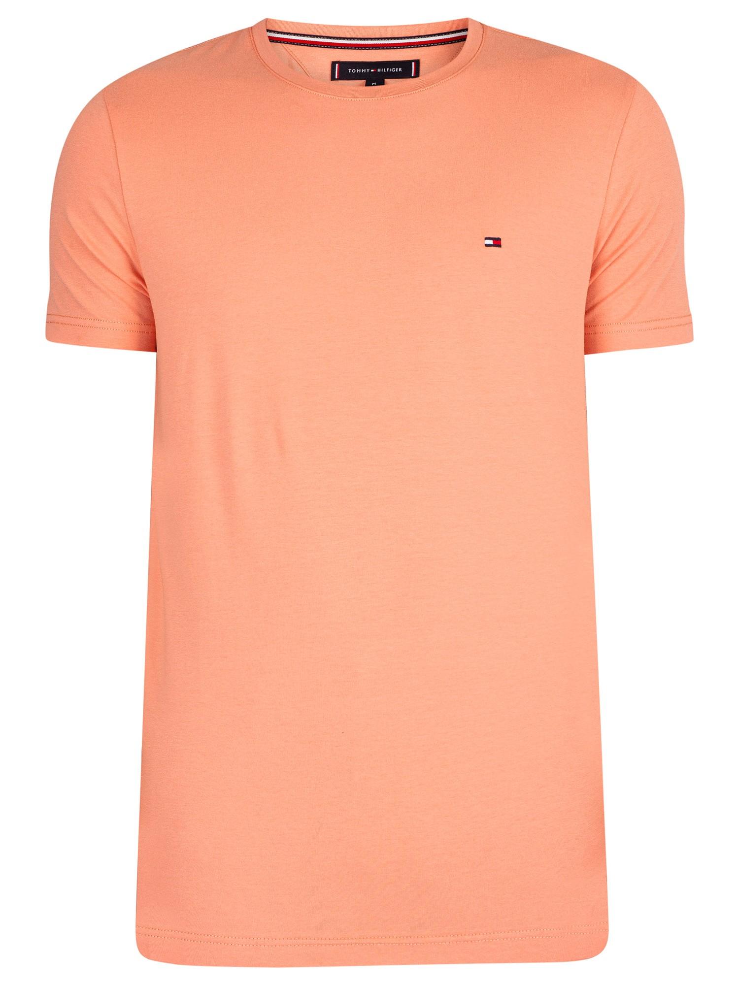 Tommy Hilfiger Cotton Stretch Slim Fit T-shirt in Orange for Men | Lyst