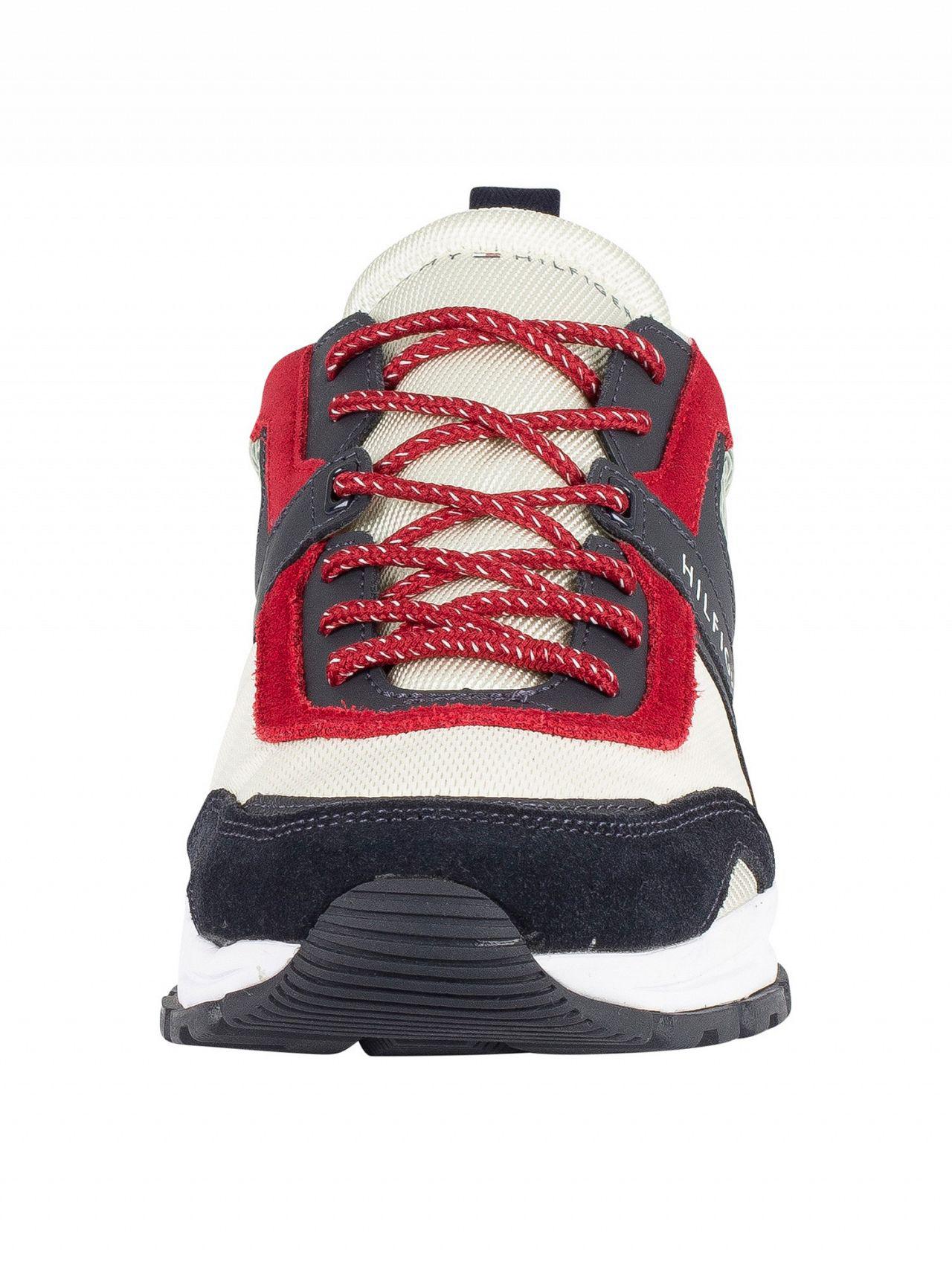 tommy hilfiger material mix lightweight logo trainer in black