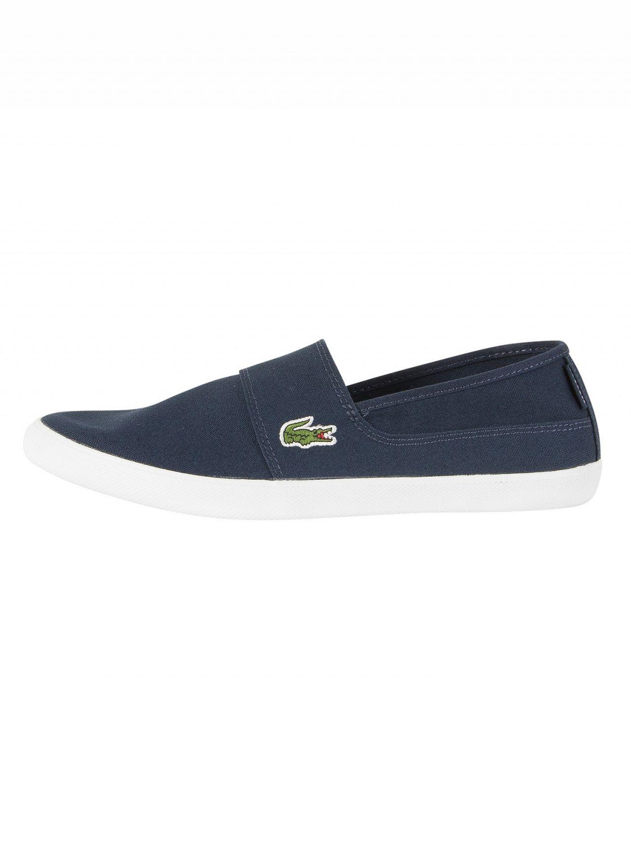 Lacoste Marice BL 2 Noir blanc Canvas Hommes Slip-ons Chaussures 