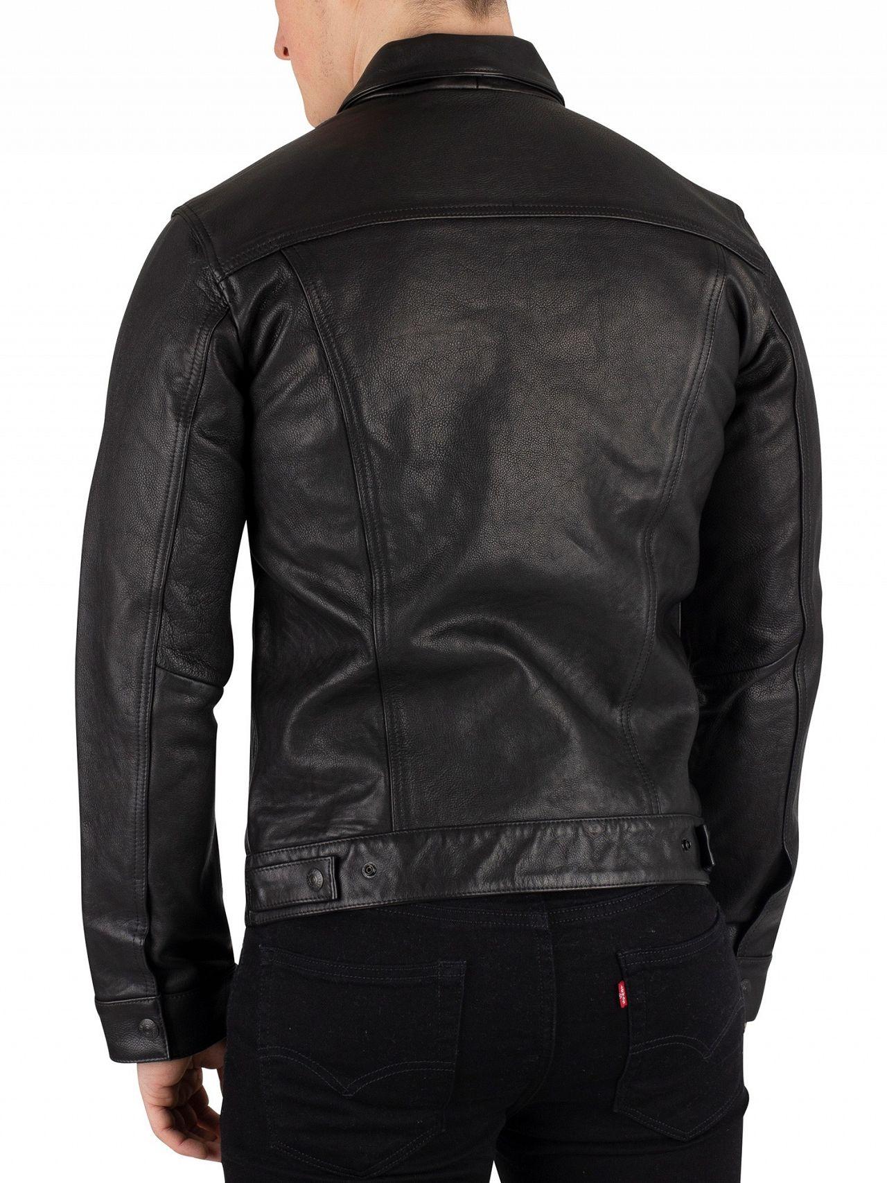 Levi's Type 3 Black Leather Trucker Jacket for Men - Lyst