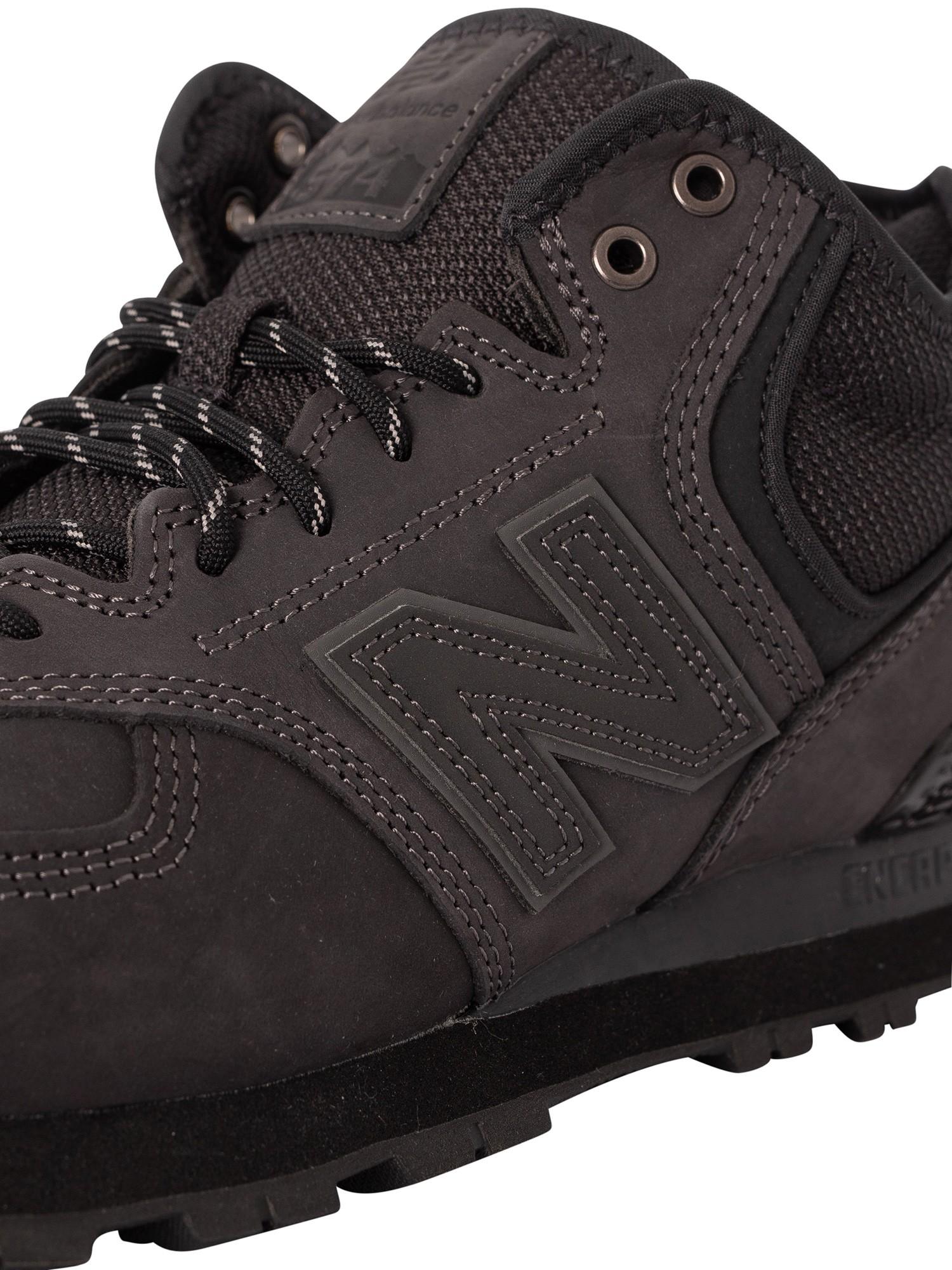 New Balance 574h Leather Trainers in Black for Men | Lyst