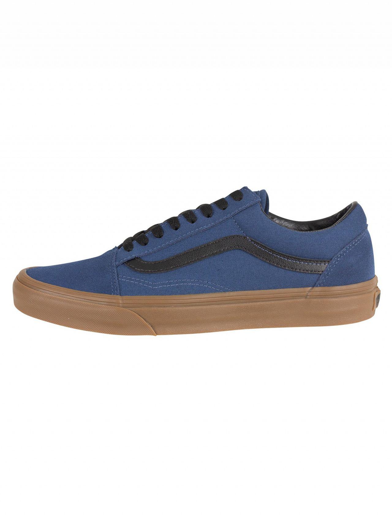 blue vans old skool gum sole