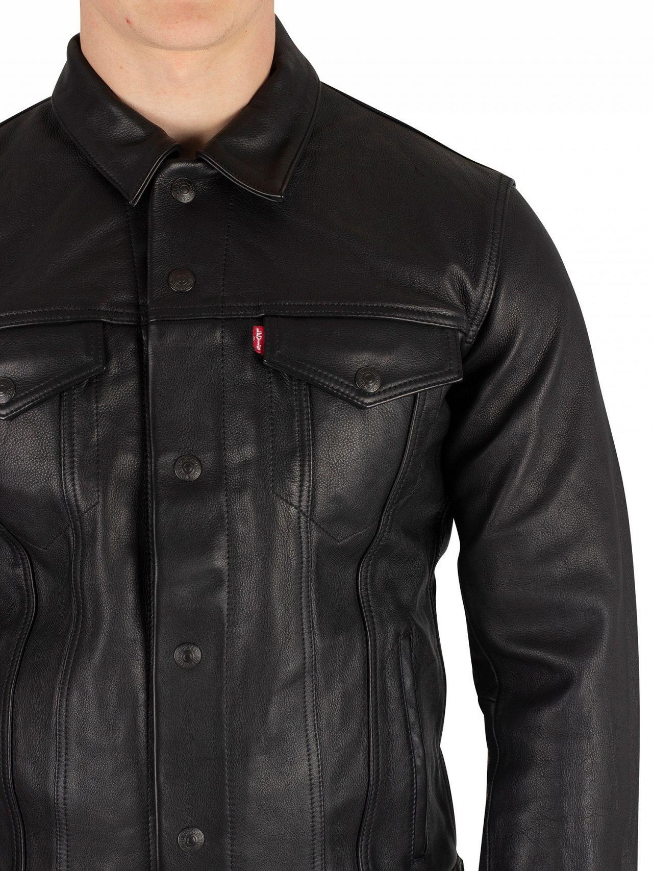 levis mens leather trucker jacket