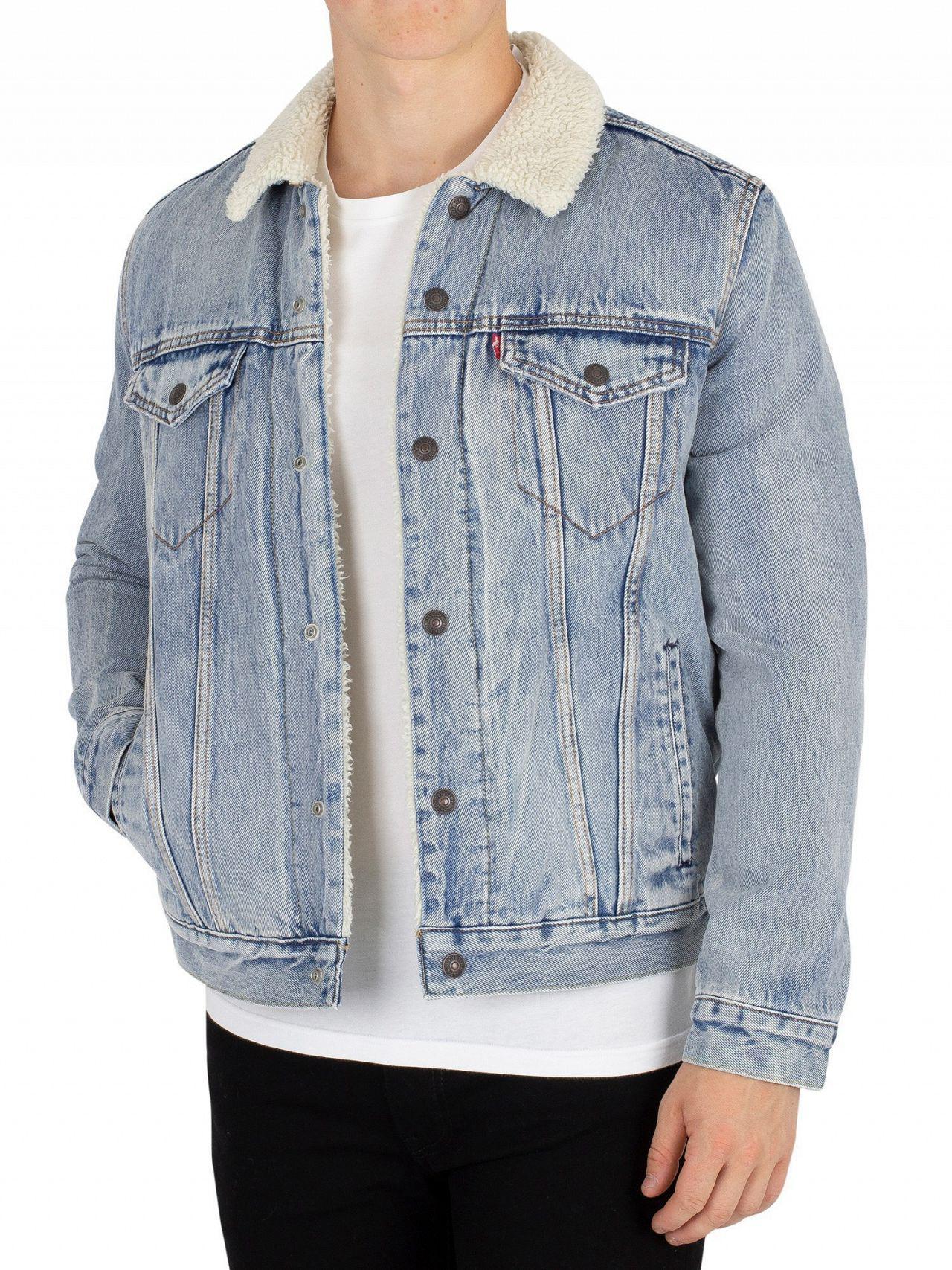 Levi's Cotton Type 3 Faux Shearling Trucker Jacket in Blue for Men - Lyst