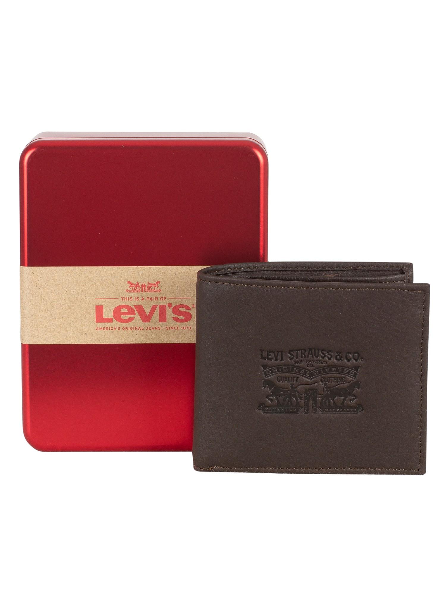 Levi's Leather Vintage Two Fold Bifold Wallet in Dark Brown (Brown) for Men  - Lyst