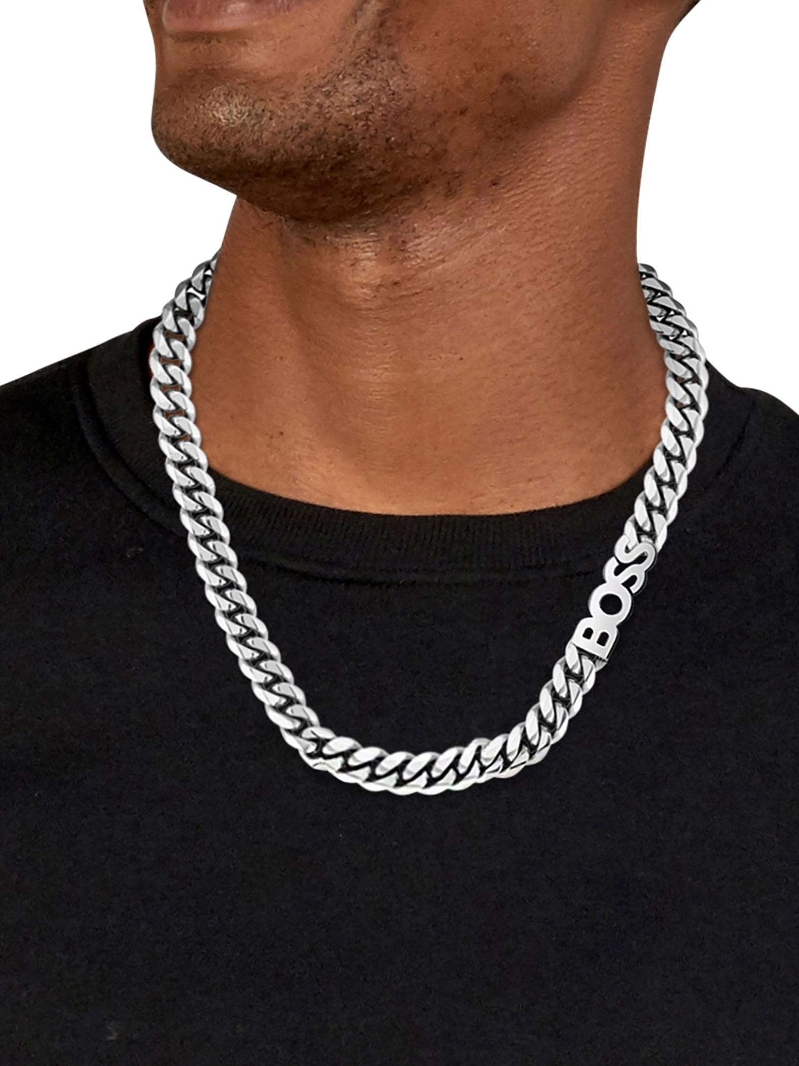 HUGO BOSS Men's Devon Double Tag Pendant Necklace, Silver at John Lewis &  Partners