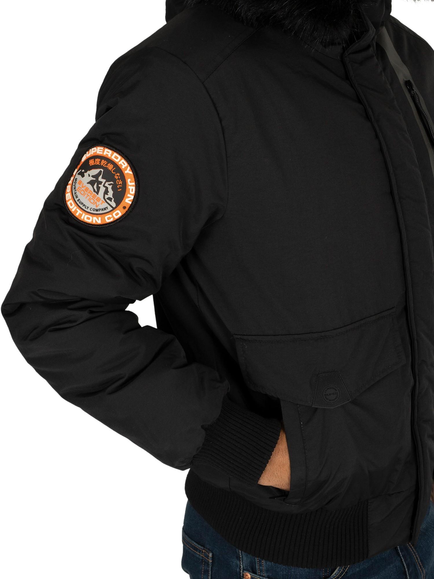 superdry everest hooded puffer jacket jet black