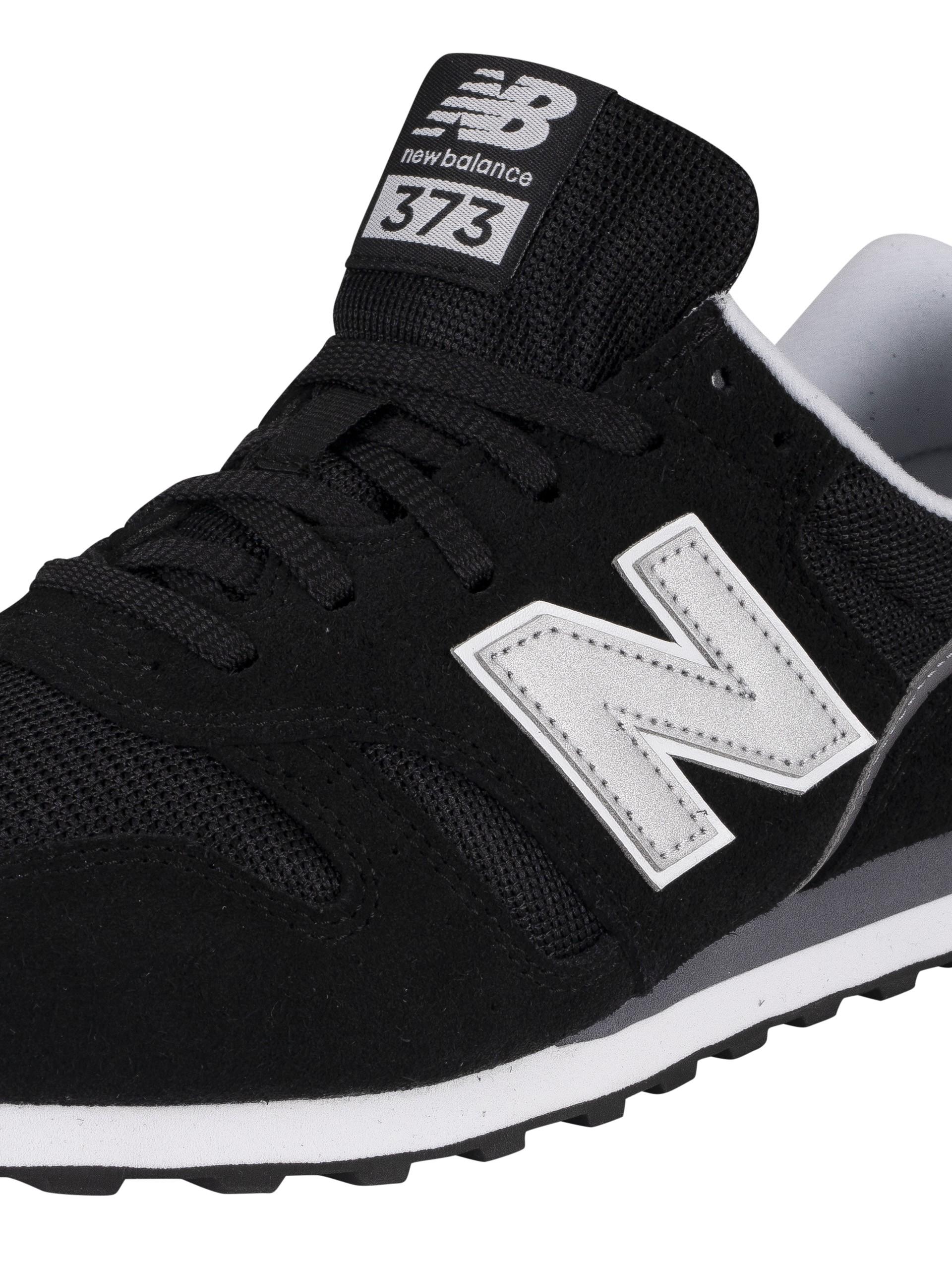 New Balance 373 Suede Trainers in Black/White (Black) for Men | Lyst