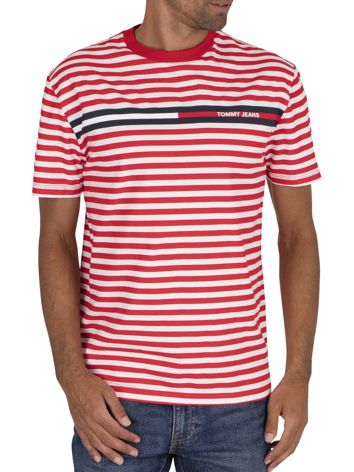 Tommy Hilfiger Denim Branded Stripe T-shirt in Red for Men - Lyst