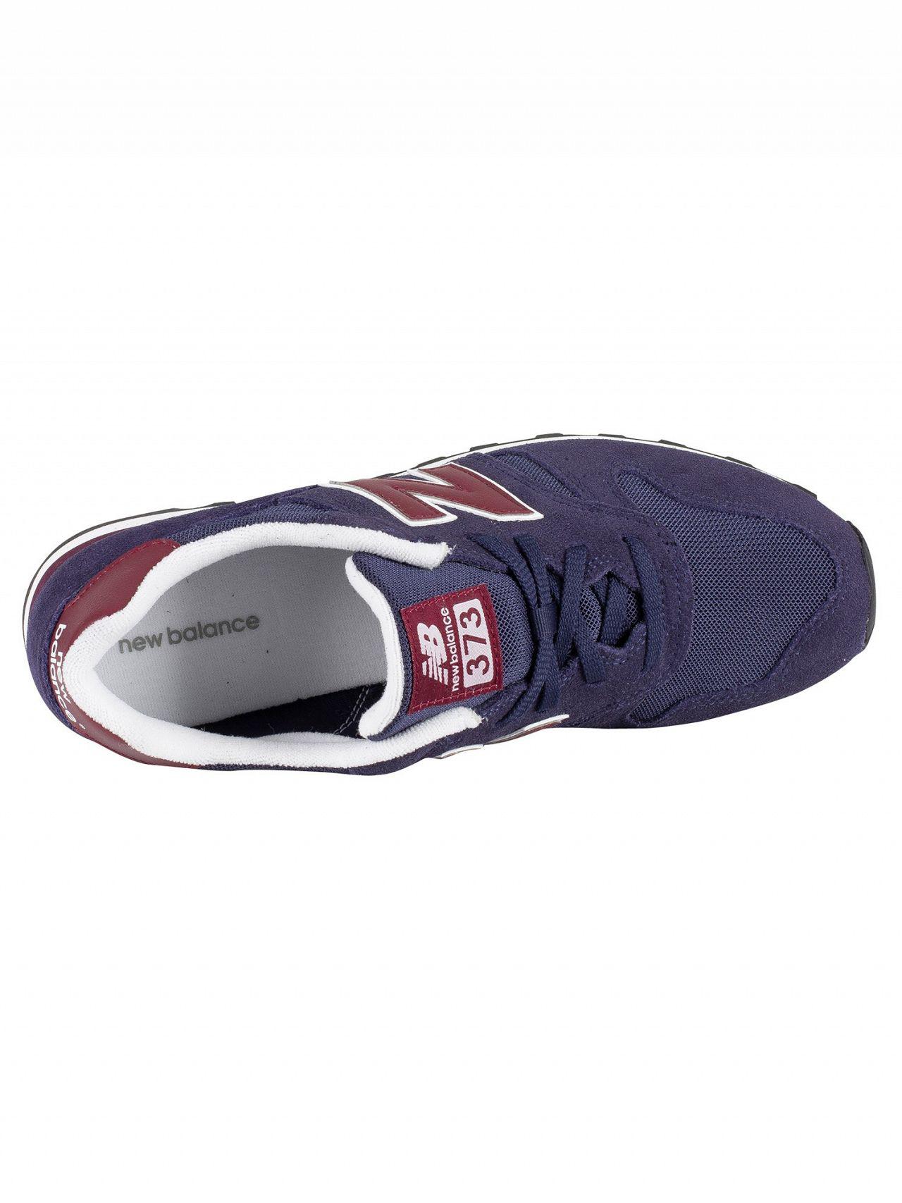 new balance 373 navy & burgundy suede trainers