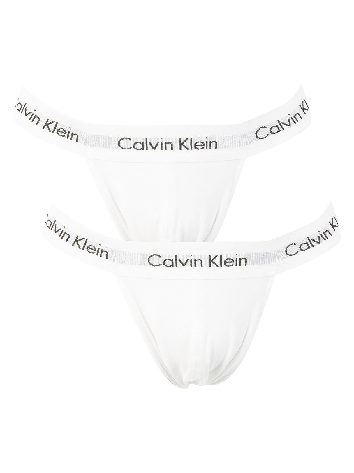 Calvin Klein 2 Pack Cotton Stretch Jockstrap in White for Men