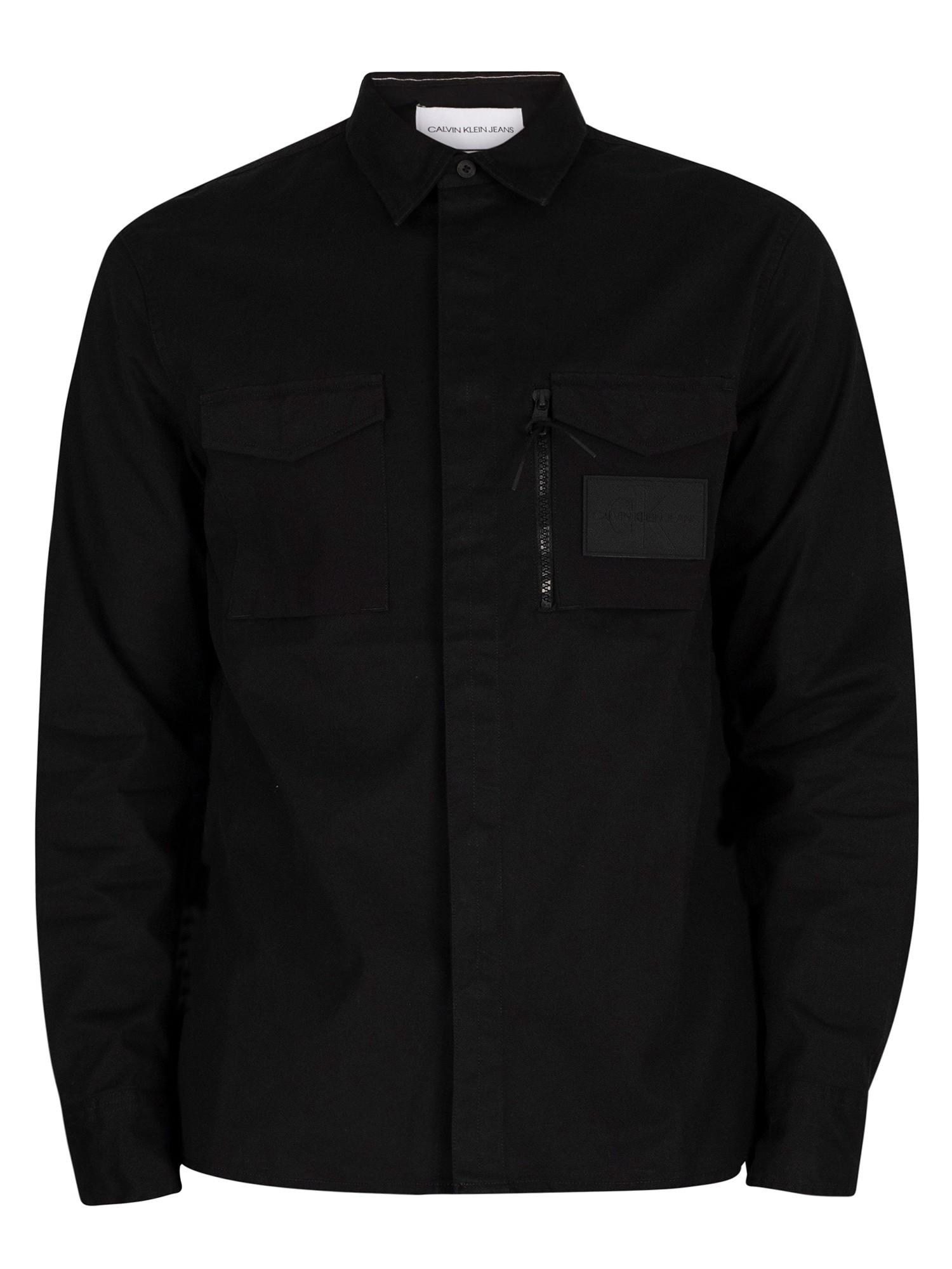 Calvin Klein Denim Minimal Utility Overshirt in Black for Men - Lyst