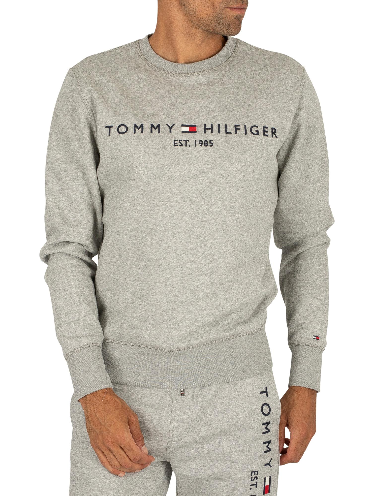 Angreb Merchandiser Mig selv Tommy Hilfiger Cotton Logo Sweatshirt in Cloud Heather (Gray) for Men - Lyst