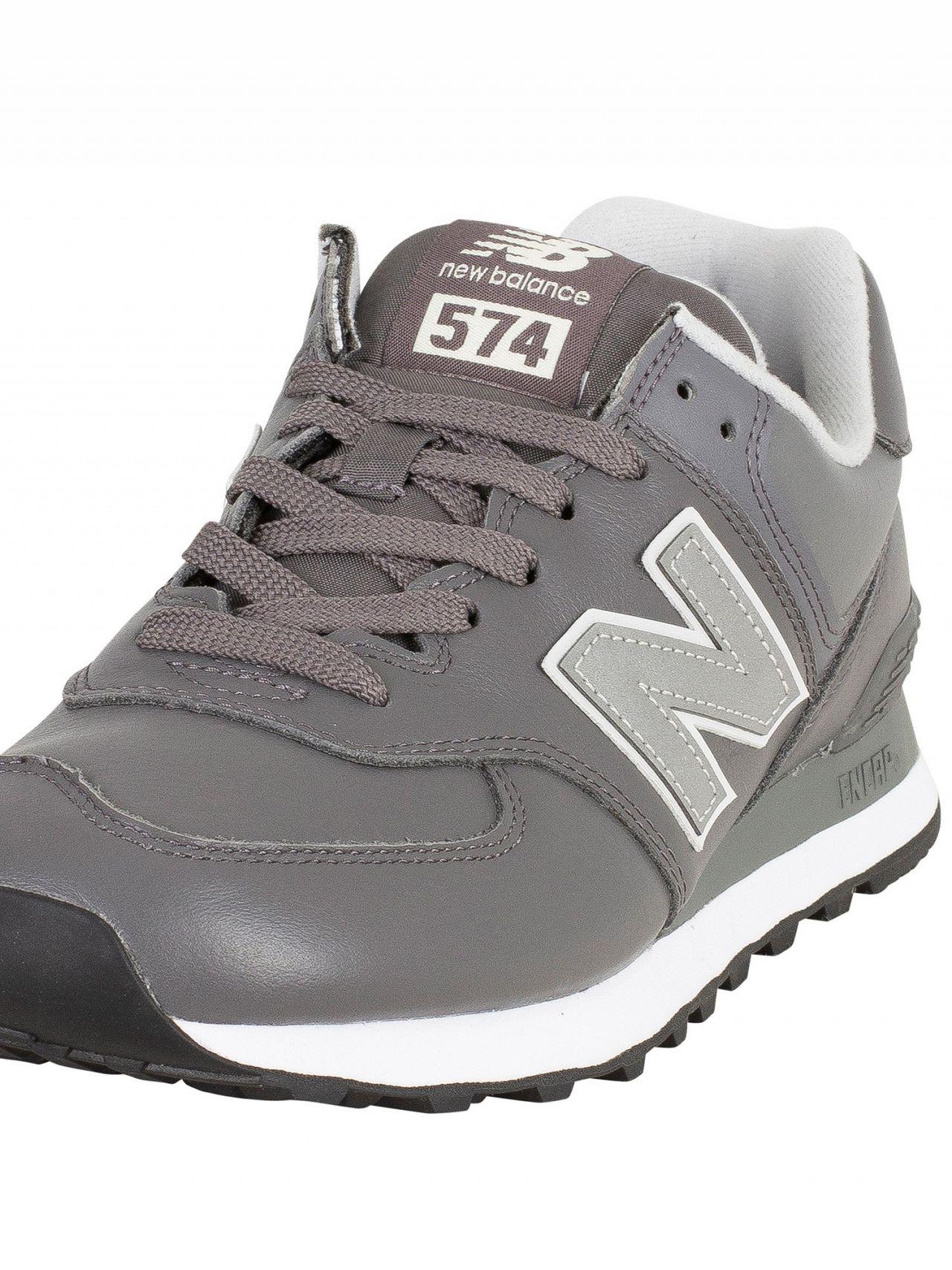 New Balance Grey 574 Leather Trainers in Gray for Men | Lyst