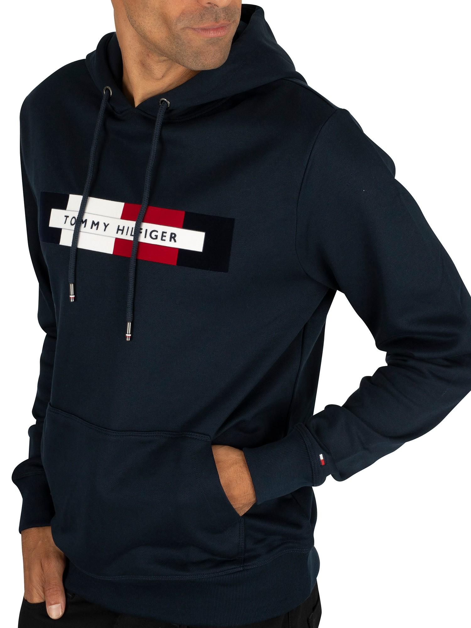 tommy hilfiger logo hoodie blue