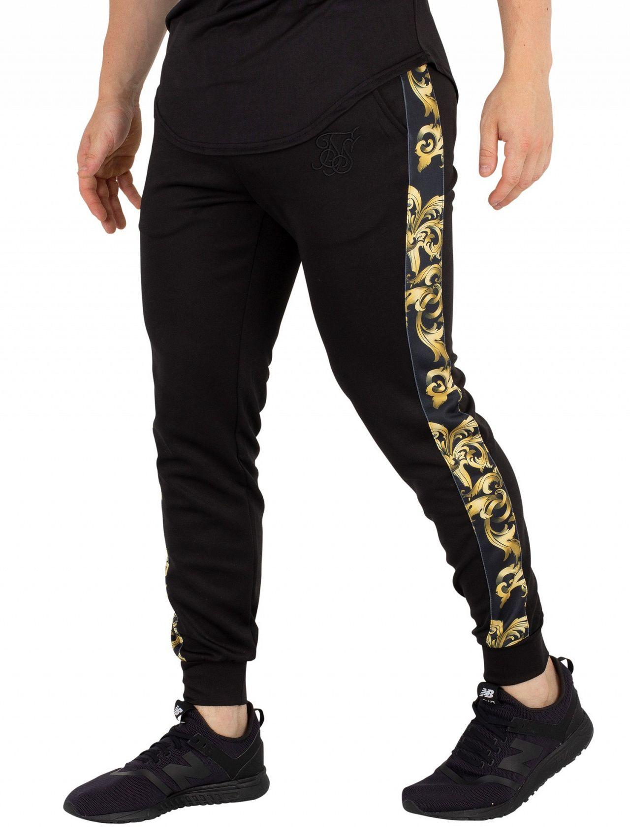 SIKSILK Black/gold Venetian Taped Cropped Joggers for Men | Lyst