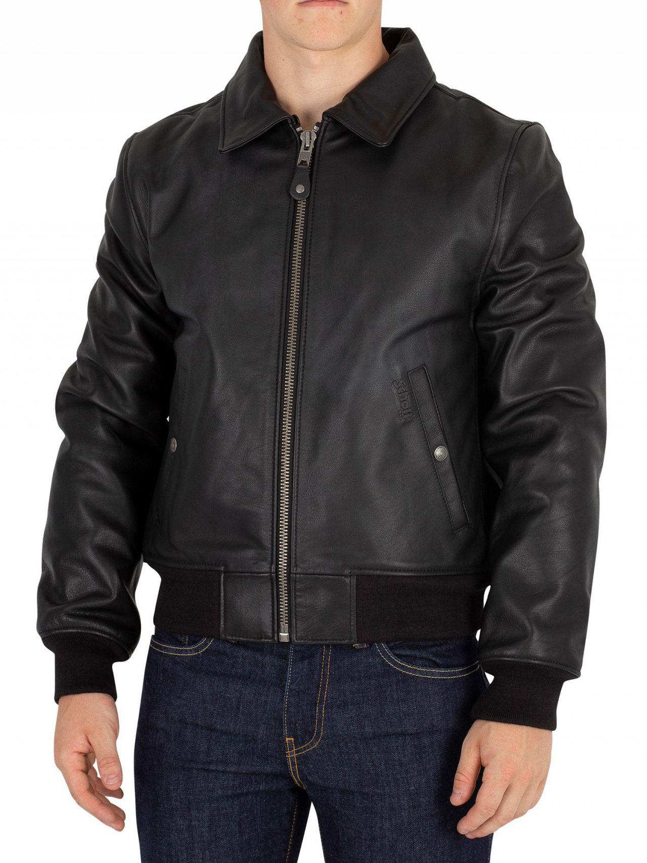Schott Nyc Black Fur Collar Leather Jacket for Men - Lyst