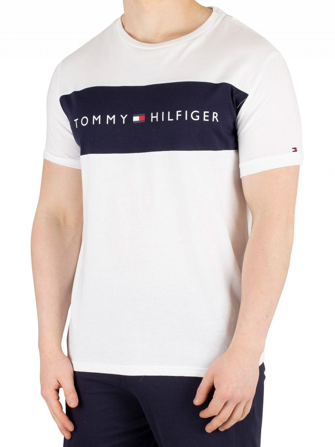 Tommy Hilfiger Logo Block Crew-neck Cotton T-shirt, White for Men - Lyst