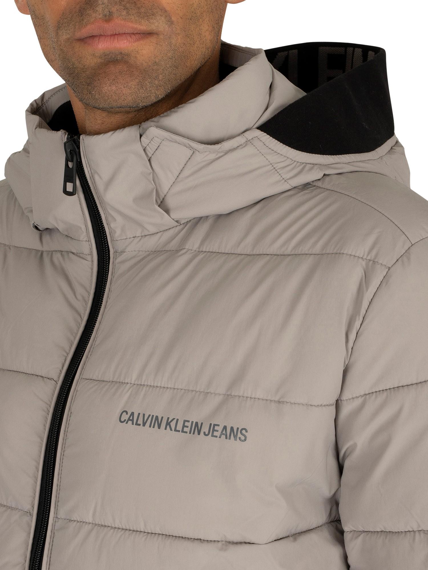 calvin klein jeans black stretch nylon padded jacket