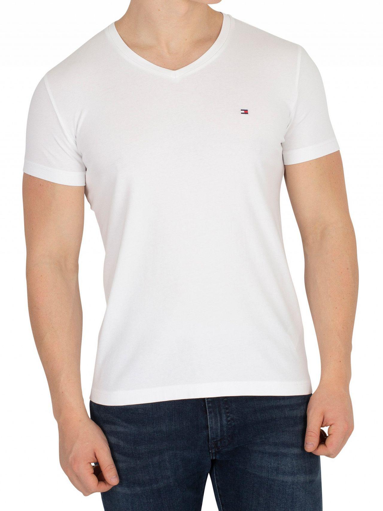 Tommy Hilfiger Core Stretch Slim Vneck Tee T Shirt in White for Men - Save  9% | Lyst UK