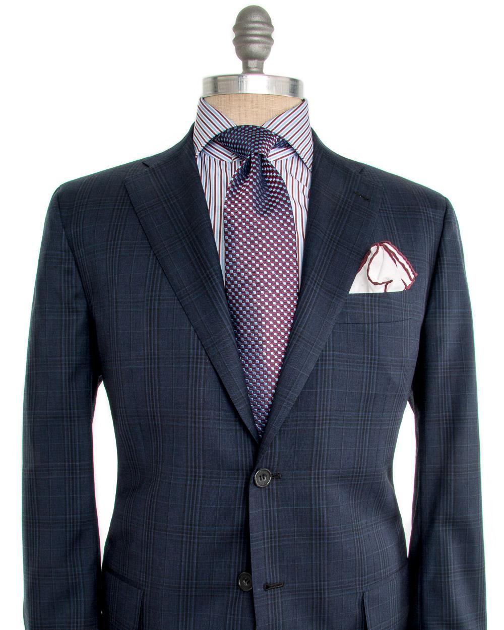 Kiton Cashmere Dark Blue Shadow Plaid Suit for Men - Lyst