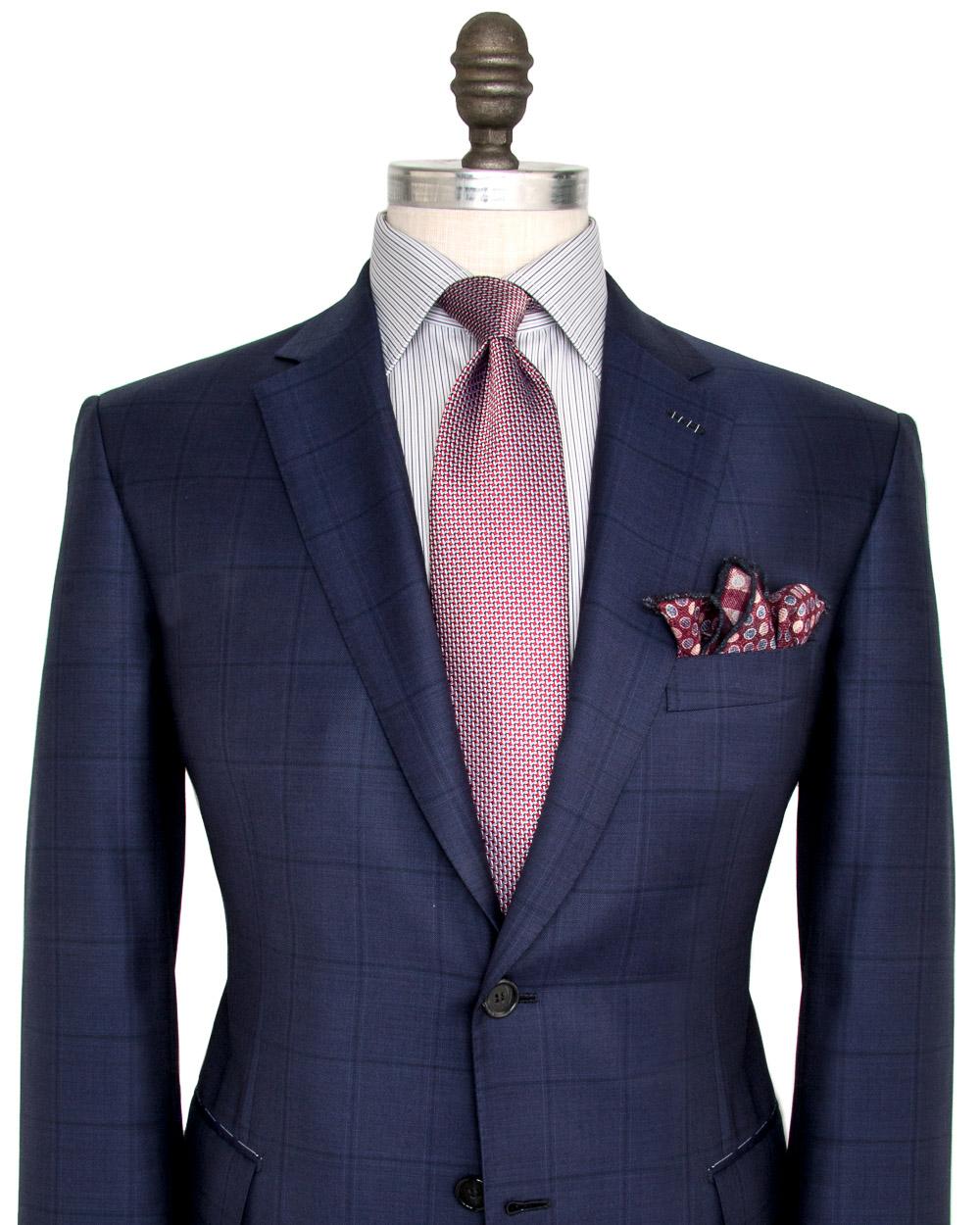 Brioni Wool Navy Windowpane Suit in Blue for Men Lyst