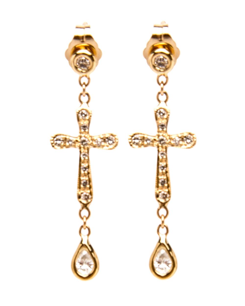 Jacquie Aiche Teardrop Diamond Pave Cross Studs In Black Lyst Jacquie Aiche Teardrop Diamond Pave