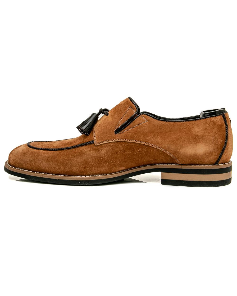 Artioli Urban Cowboy Suede Tasseled Loafer in Brown for