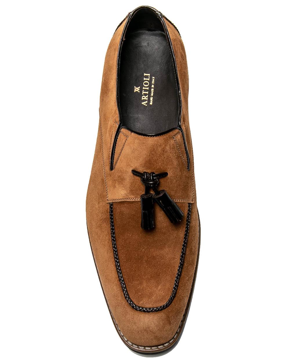Artioli Urban Cowboy Suede Tasseled Loafer in Brown for
