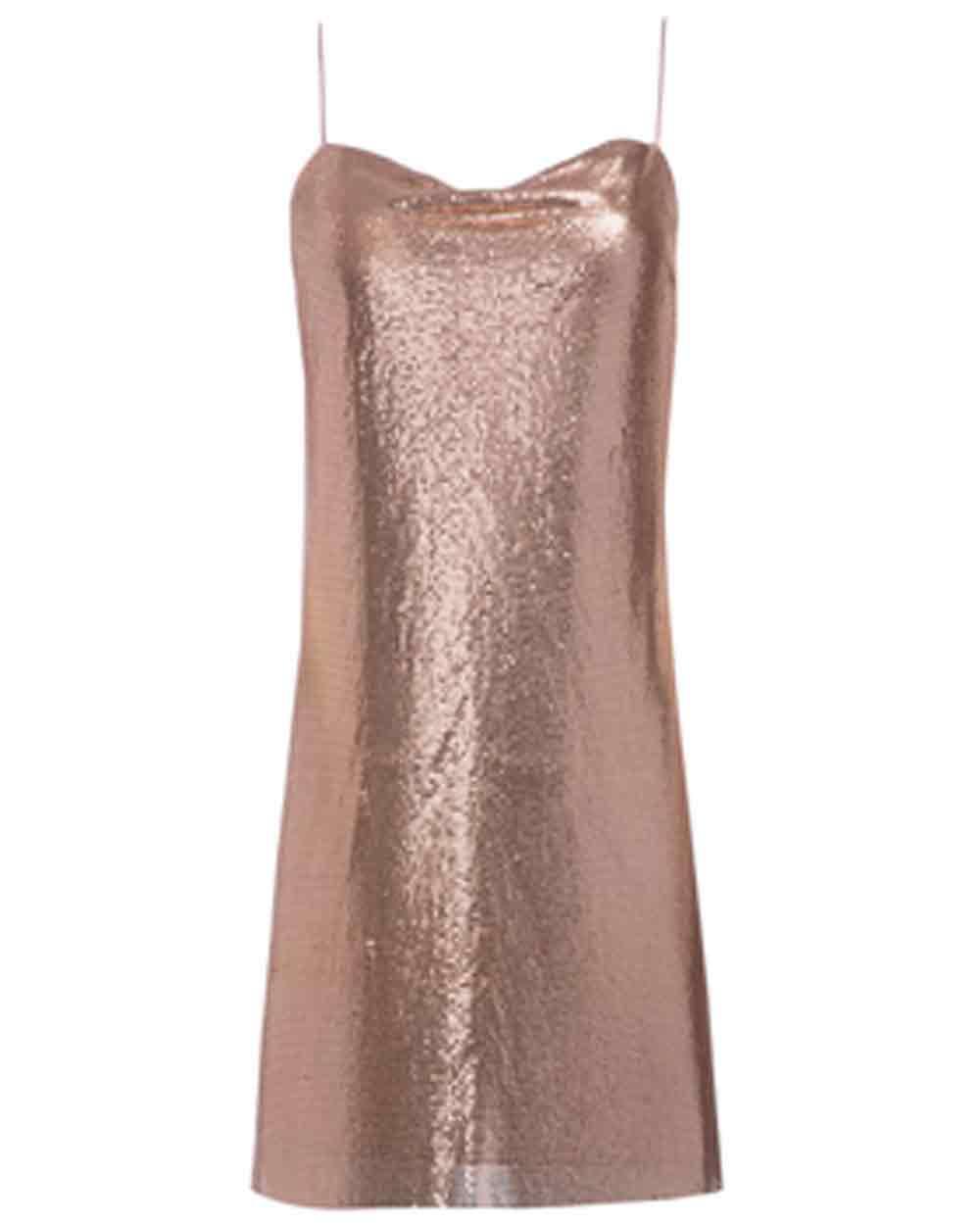 alice and olivia rose gold dress