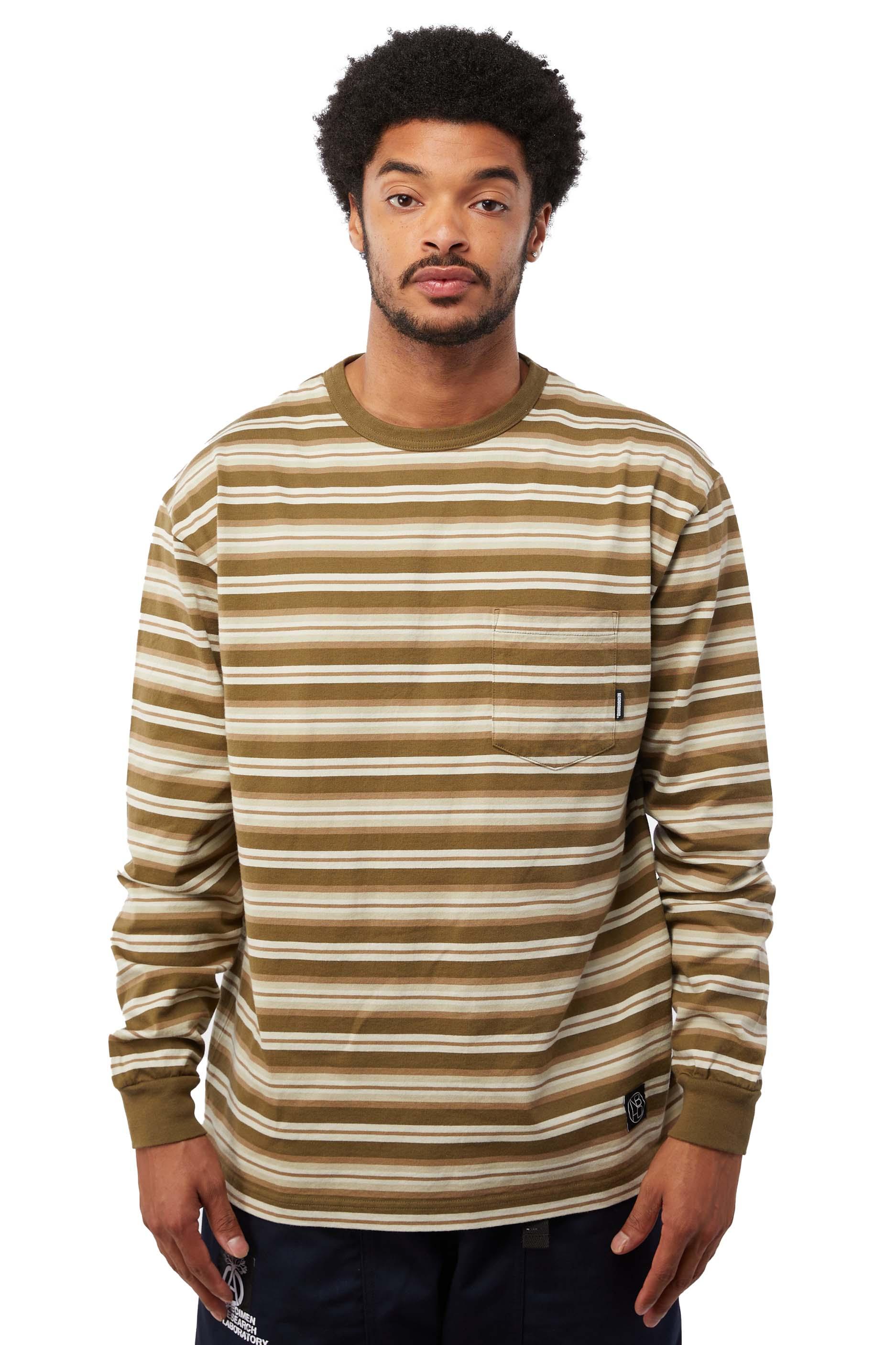 Neighborhood Striped Border Tee 'olive 