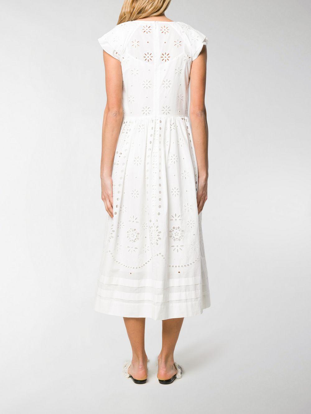 white midi embroidered dress