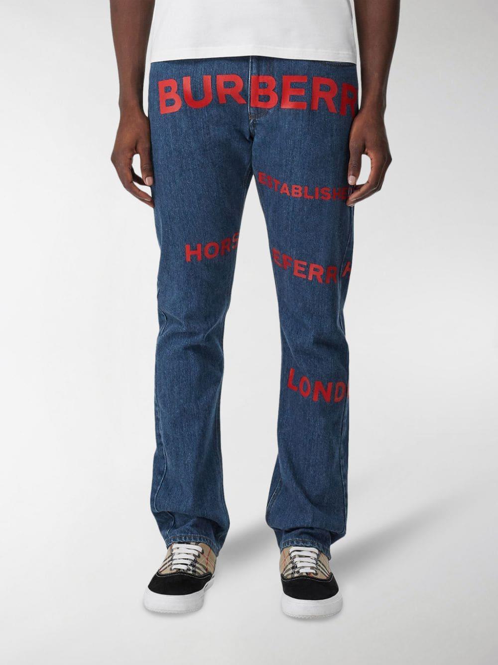 Burberry Straight Fit Horseferry Print Japanese Denim Jeans in Blue for Men  | Lyst