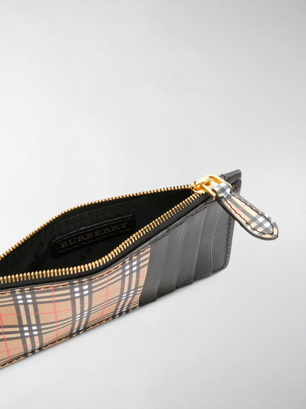 Burberry Vintage Check And Leather Zip Cardholder - Lyst