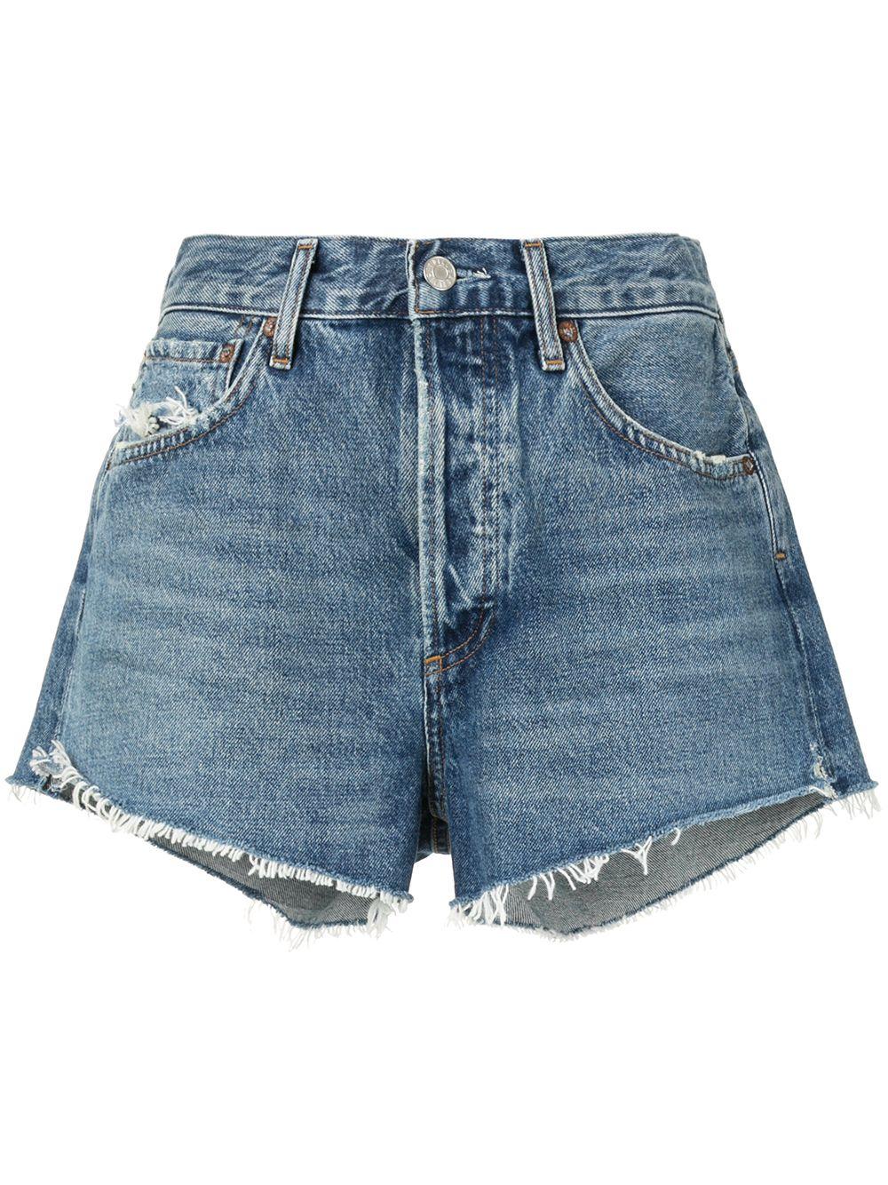 Agolde High Rise Denim Shorts in Blue 