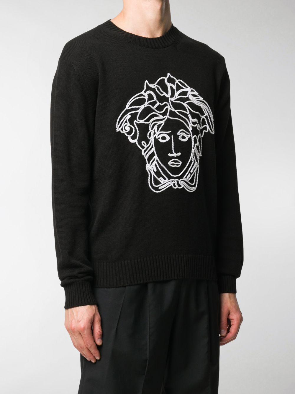 Versace Wool Medusa Embroidered Sweatshirt in Black for Men - Lyst
