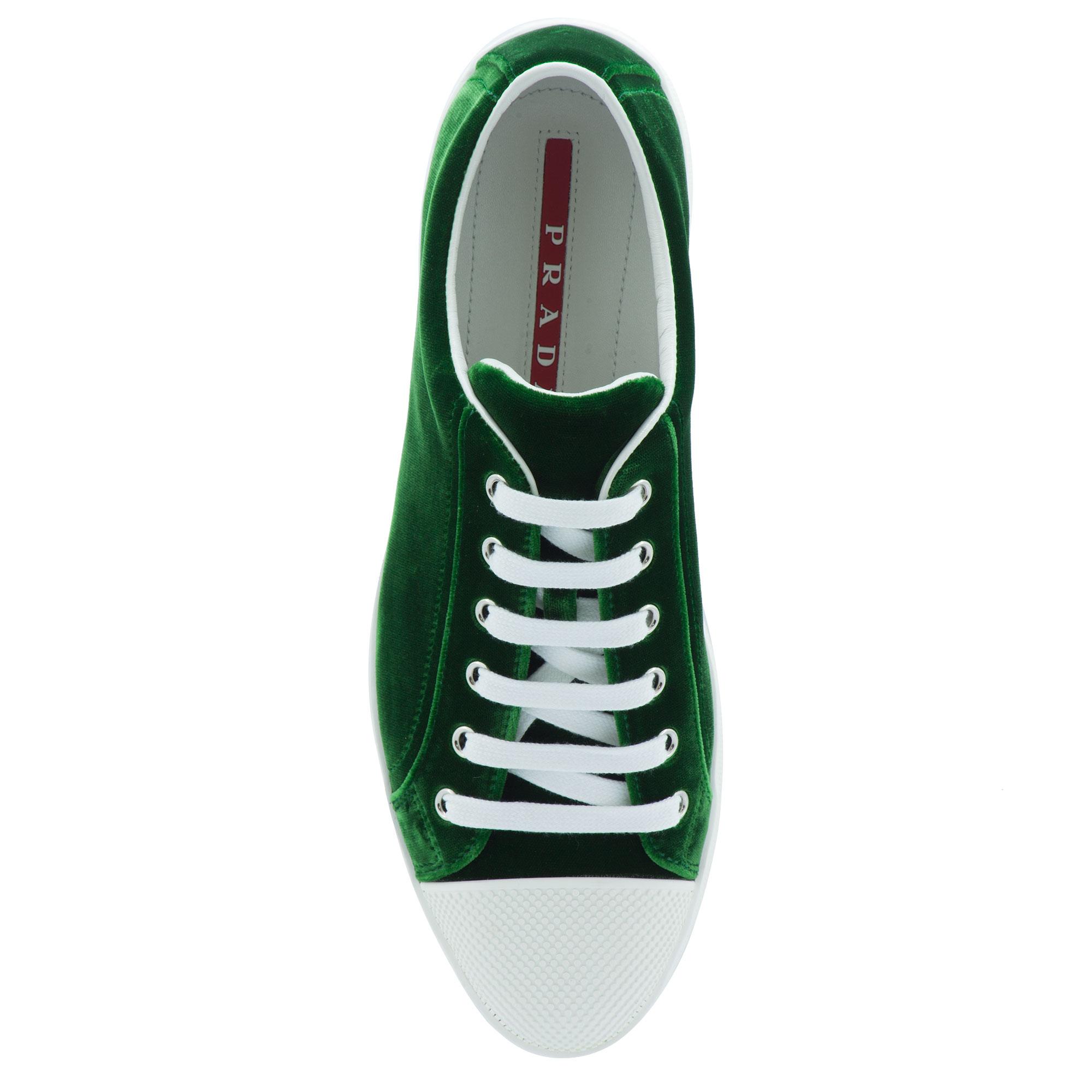 prada green velvet shoes