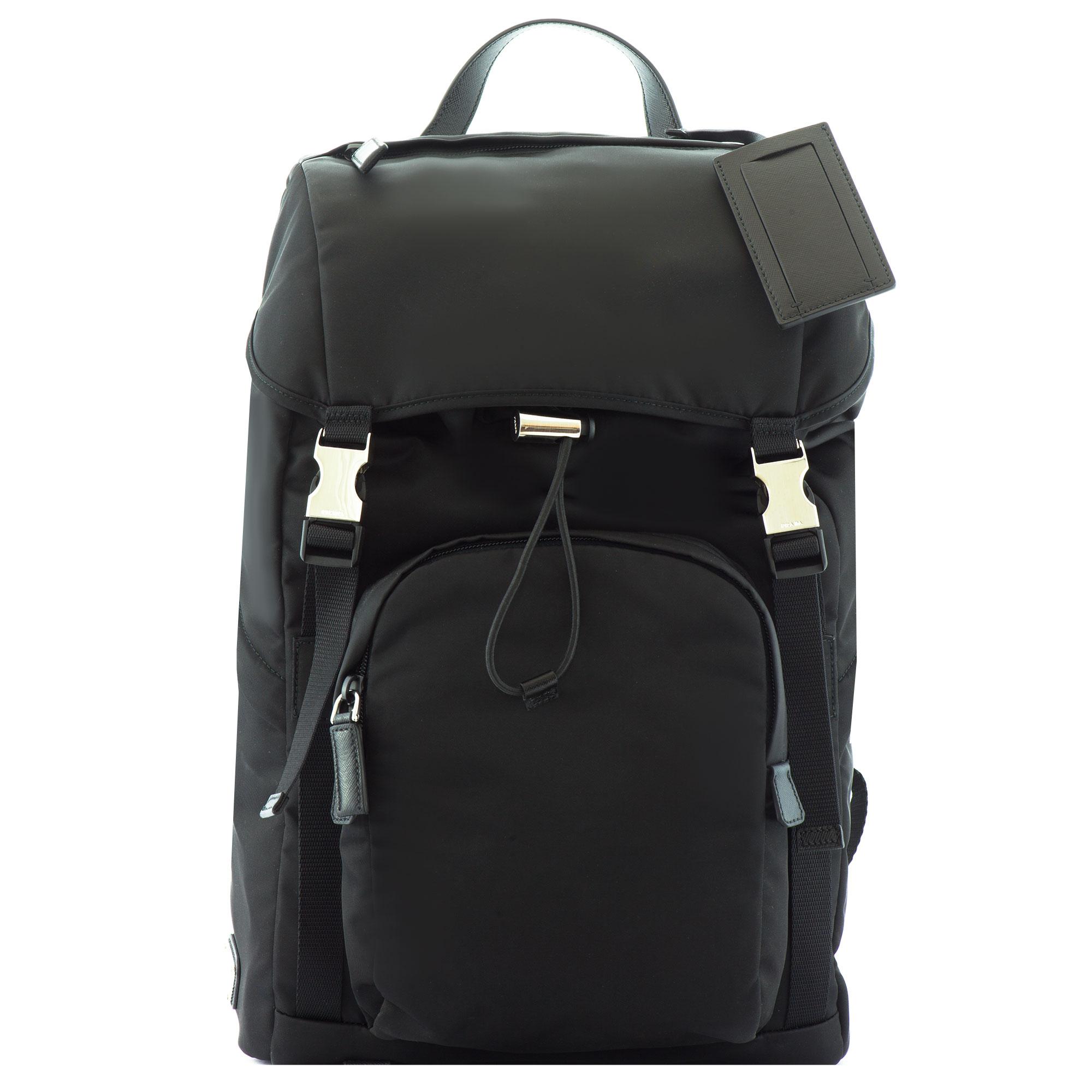 Prada Leather-trimmed Nylon Backpack in Black for Men - Lyst