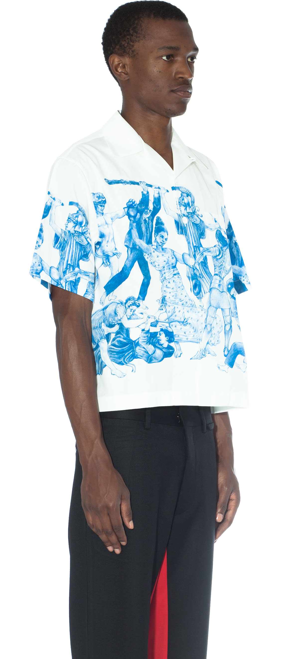 Prada The Important Ones Printed Cotton Shirt in Blue for Men | Lyst