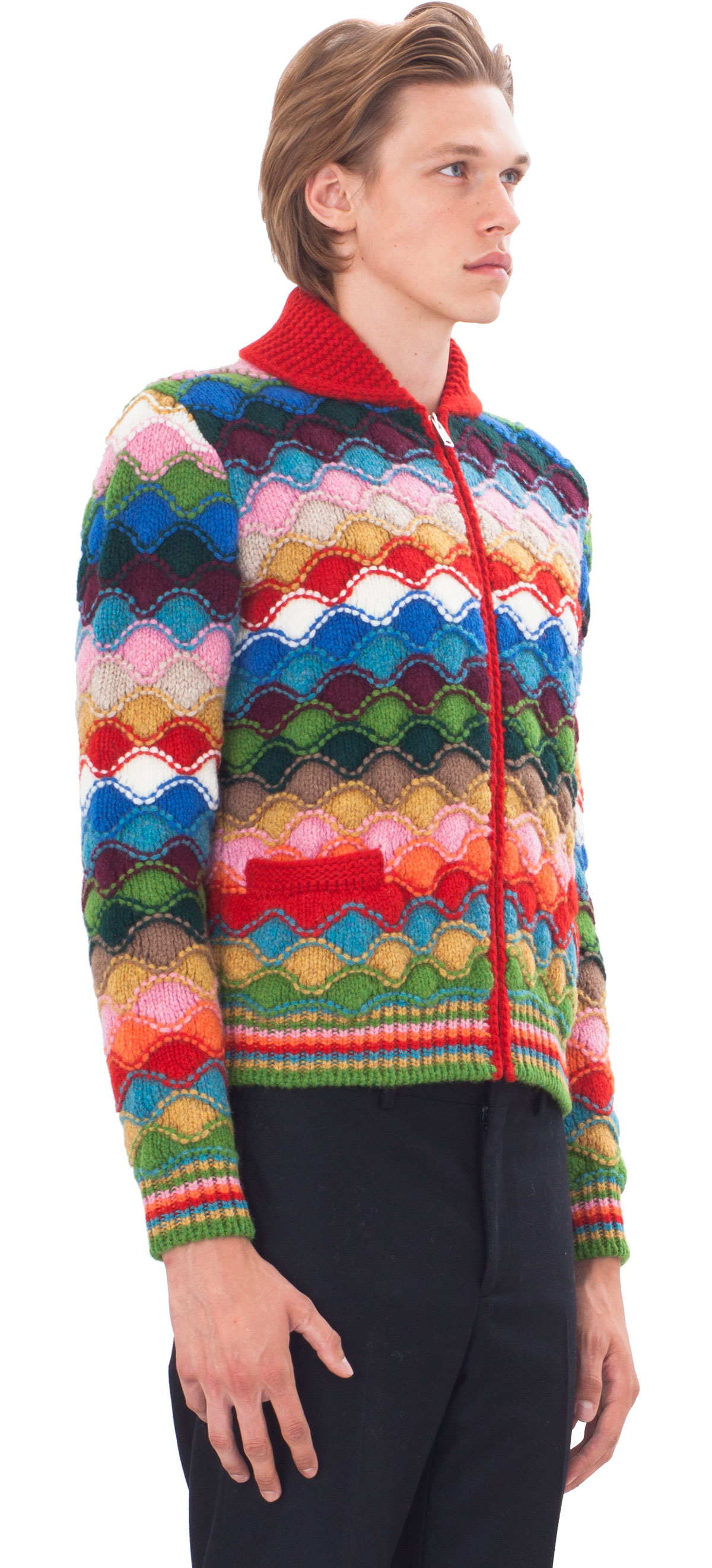 Prada Intarsia Shetland Wool Cardigan for Men | Lyst