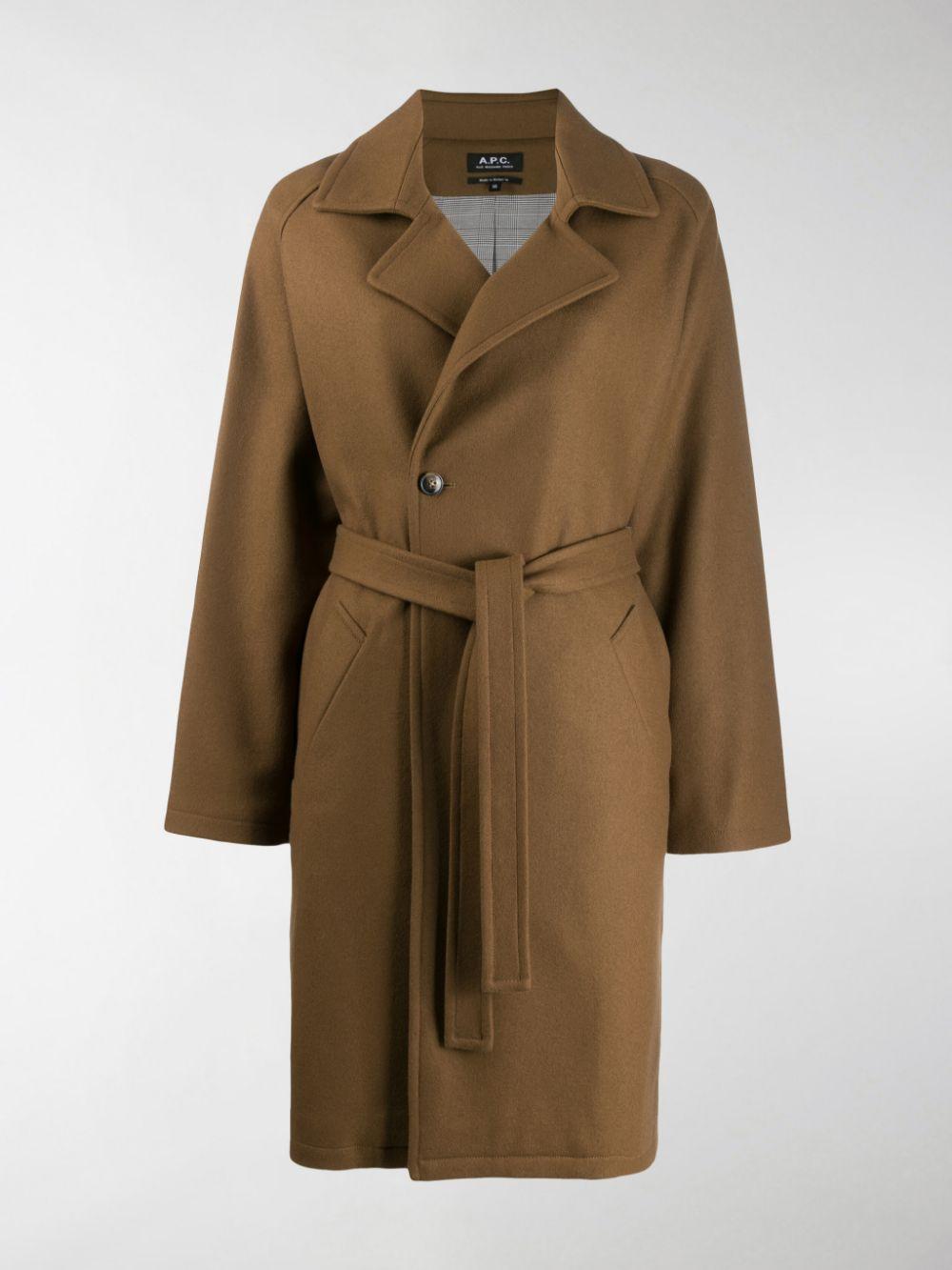 A.P.C. Wool Trench Coat in Brown - Lyst