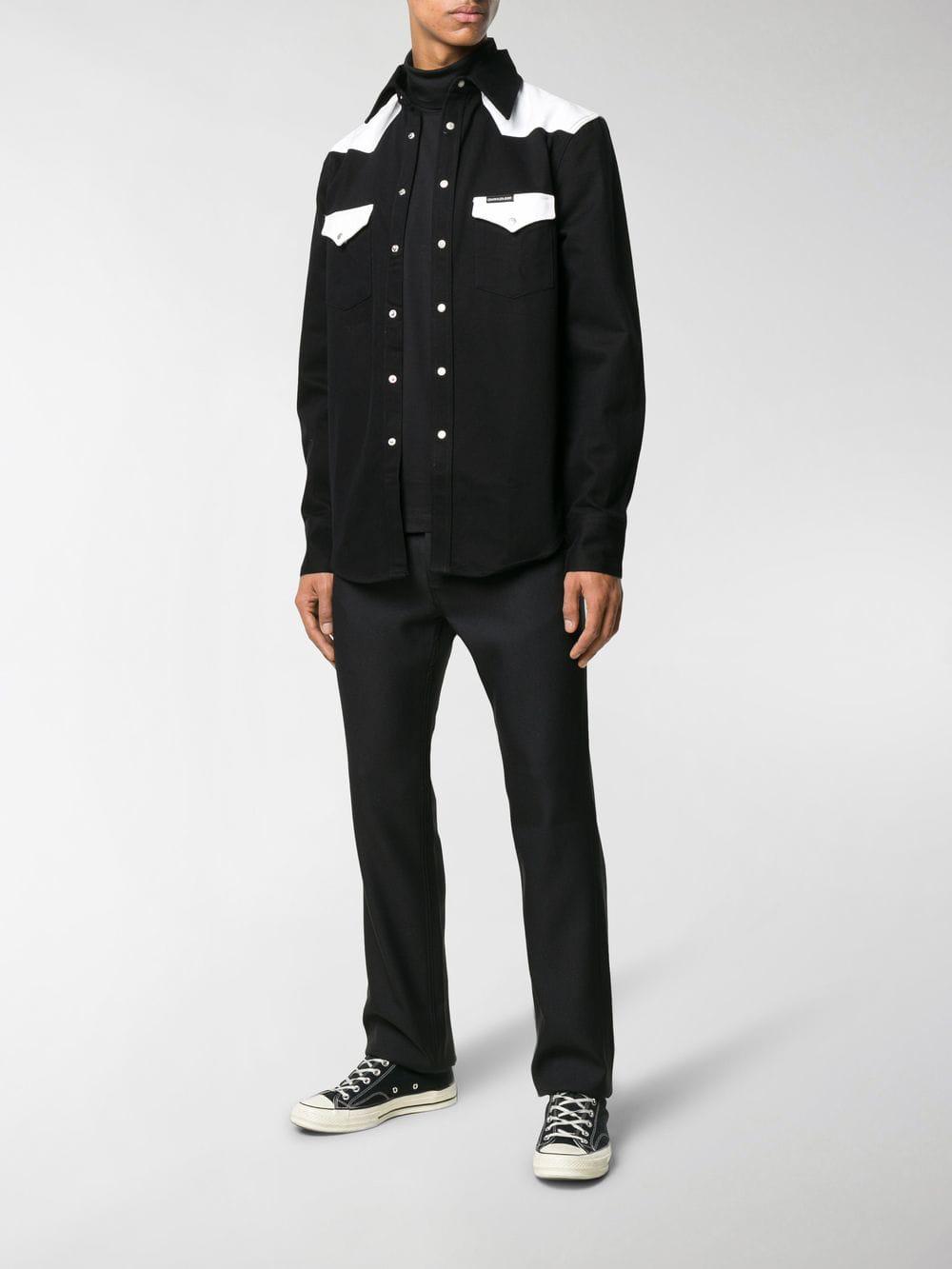 Calvin Klein Color Block Western Shirt in Black for Men | Lyst