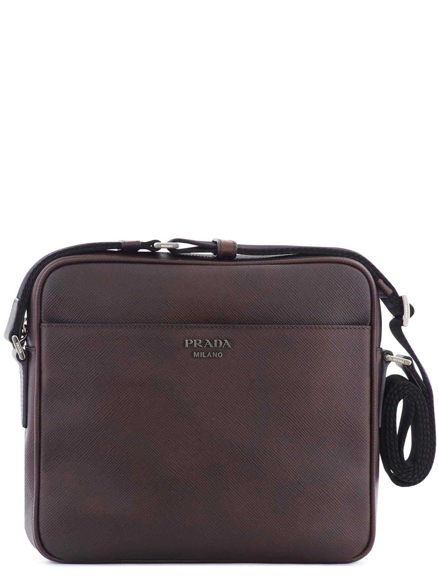 Prada Saffiano Leather Crossbody Bag in Brown for Men Lyst