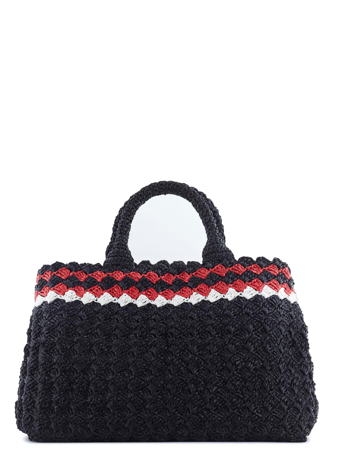 Prada Synthetic Crochet Raffia Tote in Black - Lyst