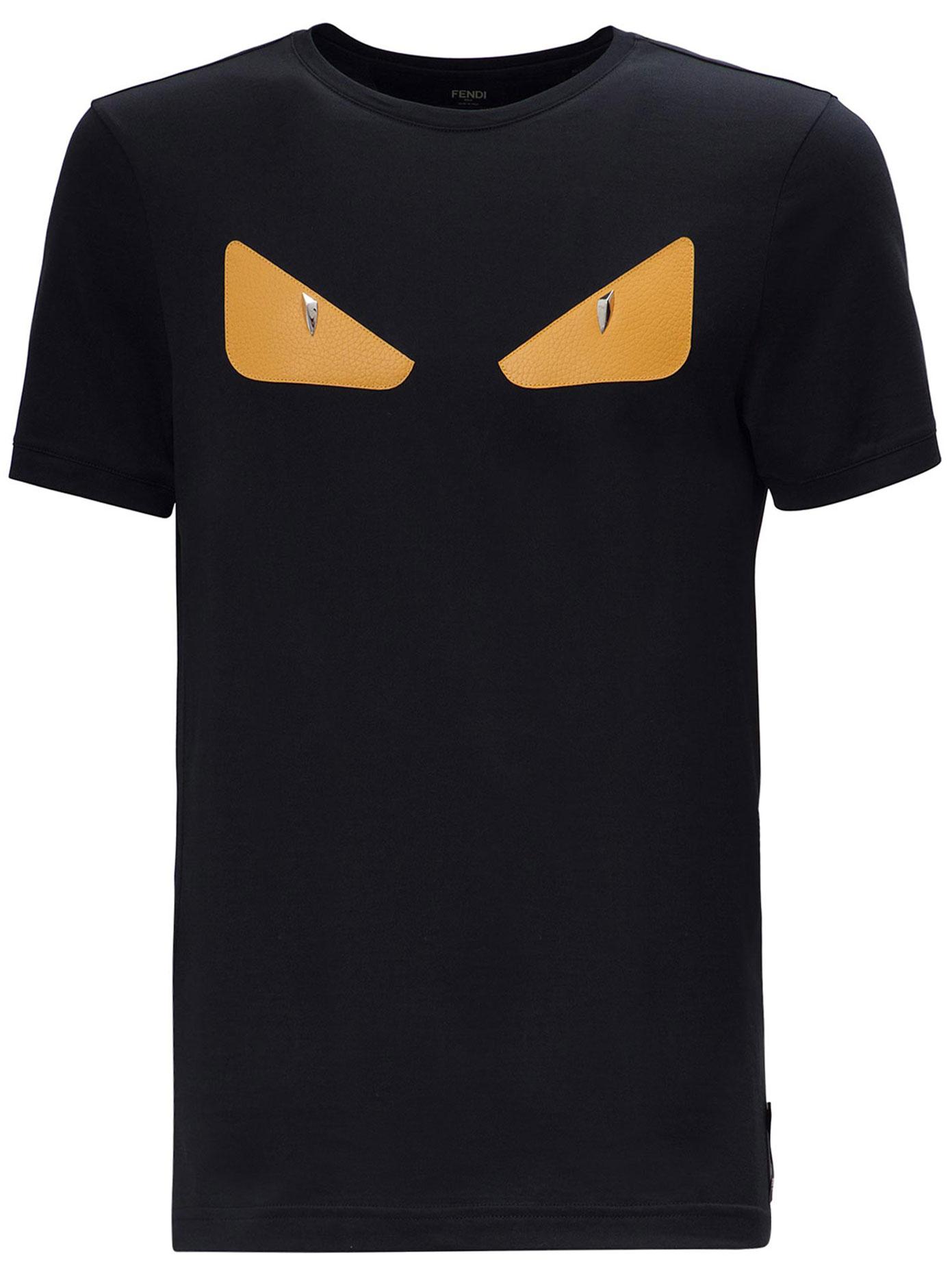 Lyst - Fendi Cotton Short Sleeved T-shirt With Leather Eyes in Black ...
