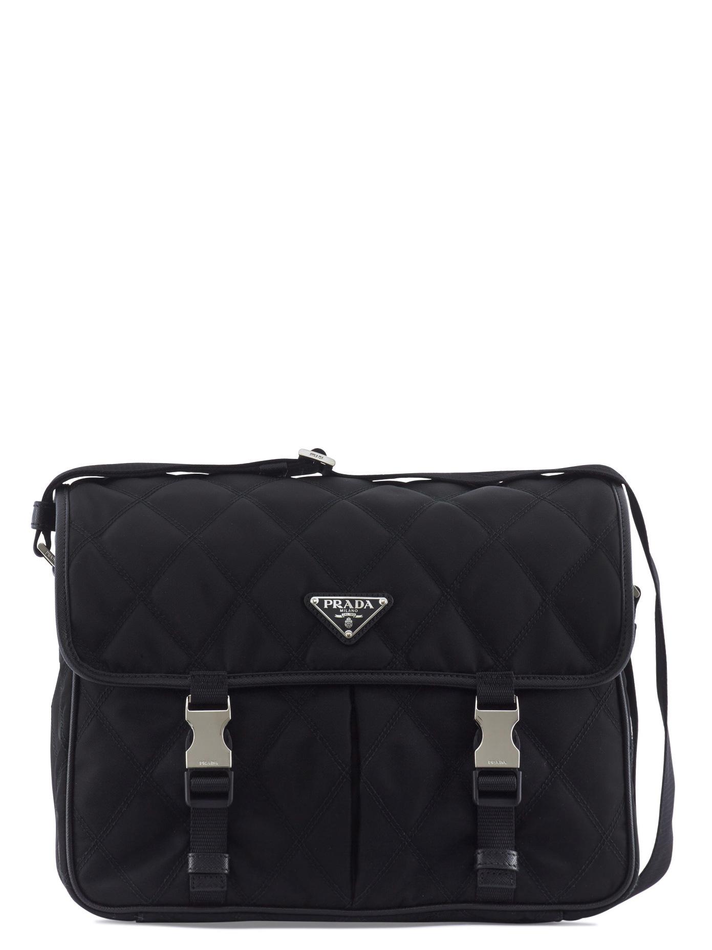 Prada Quilted Nylon And Leather Messenger Bag in Black for Men Lyst