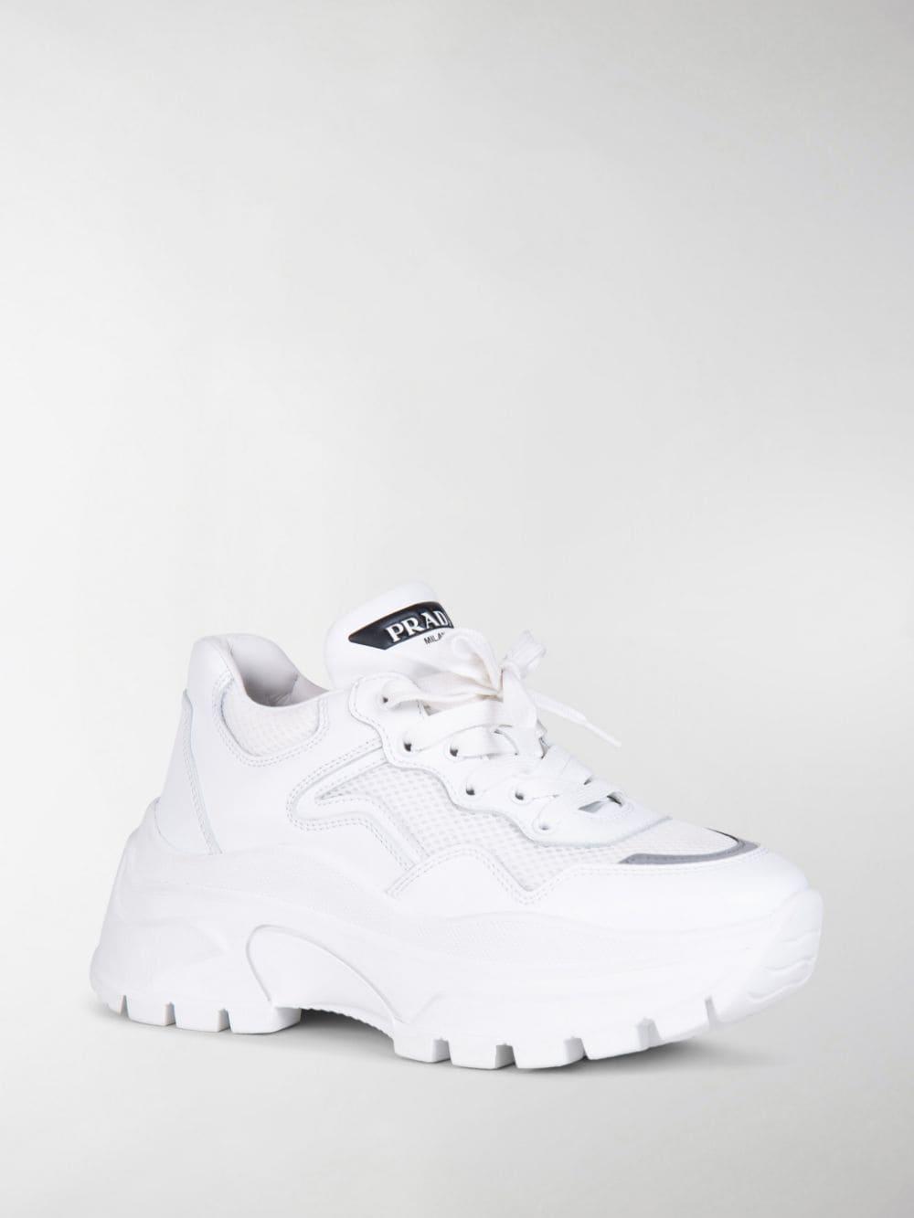 Prada Chunky Lace-up Sneakers in White - Lyst