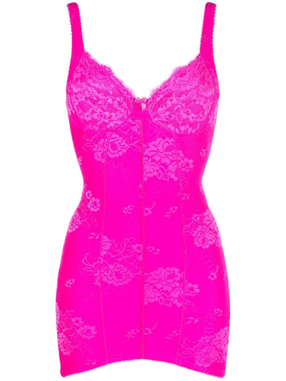 Balenciaga Floral Jacquard Lingerie Minidress in Pink | Lyst