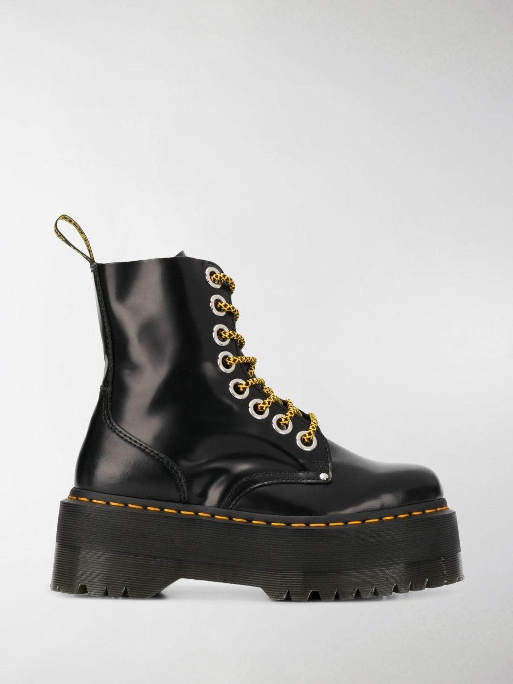 Dr. Martens Leather Platform Lace-up Boots in Black - Lyst